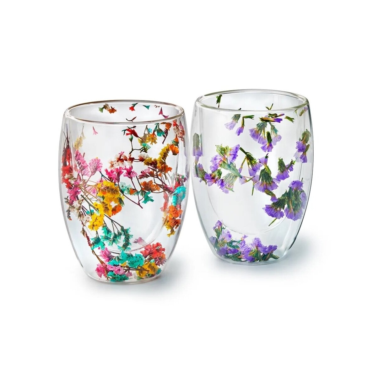 “EDITHA” Double-Walled Glass Cup with Dried Flowers, 0.3 l