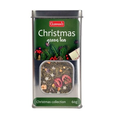 GURMAN'S KALĖDINĖ ŽALIOJI ARBATA METALINĖJE DĖŽUTĖJE 60g GURMAN'S KALĖDINĖ ŽALIOJI ARBATA METALINĖJE DĖŽUTĖJE 60g