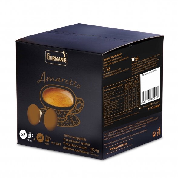 GURMAN'S AMARETTO coffee capsules 8x8