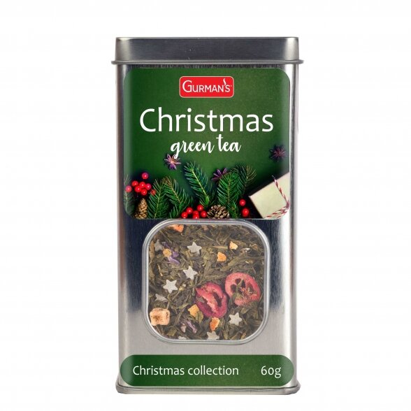 GURMAN'S CHRISTMAS GREEN TEA IN A METAL BOX 60G